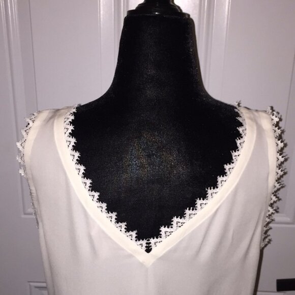 Rebecca Taylor Tailored SL Silk Lace Tank Top Snow 115 Size Small - Picture 5 of 13